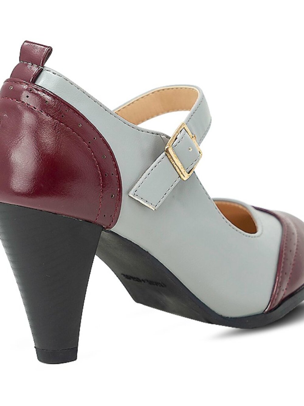 Chase & Chloe Dora-2 Women's Round Toe Two Tone Mary Jane Pumps - Picture 3 of 3